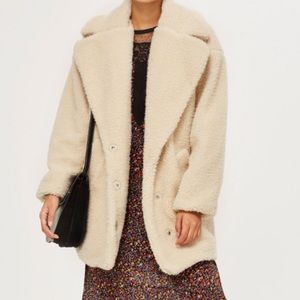 Brand New Topshop Borg Cream Coat